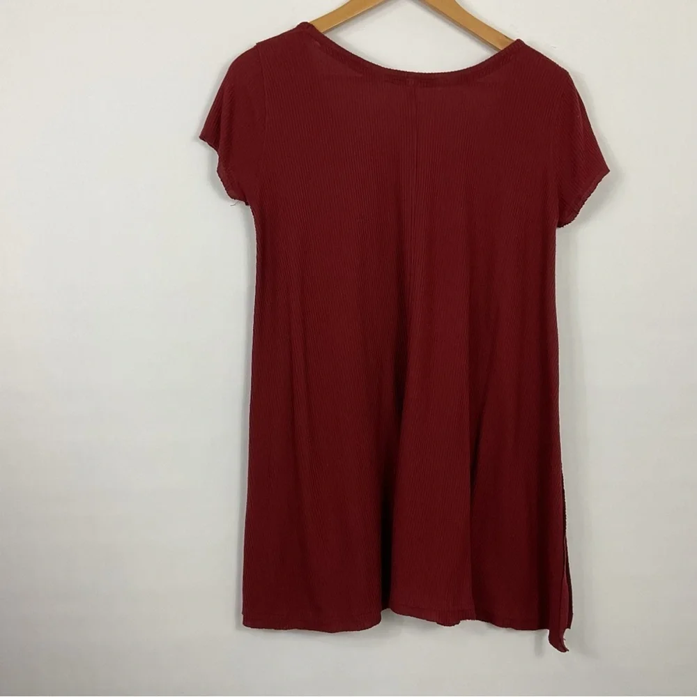 Free People Ribbed Short Sleeve Flowy‎ Tunic Top Size XS